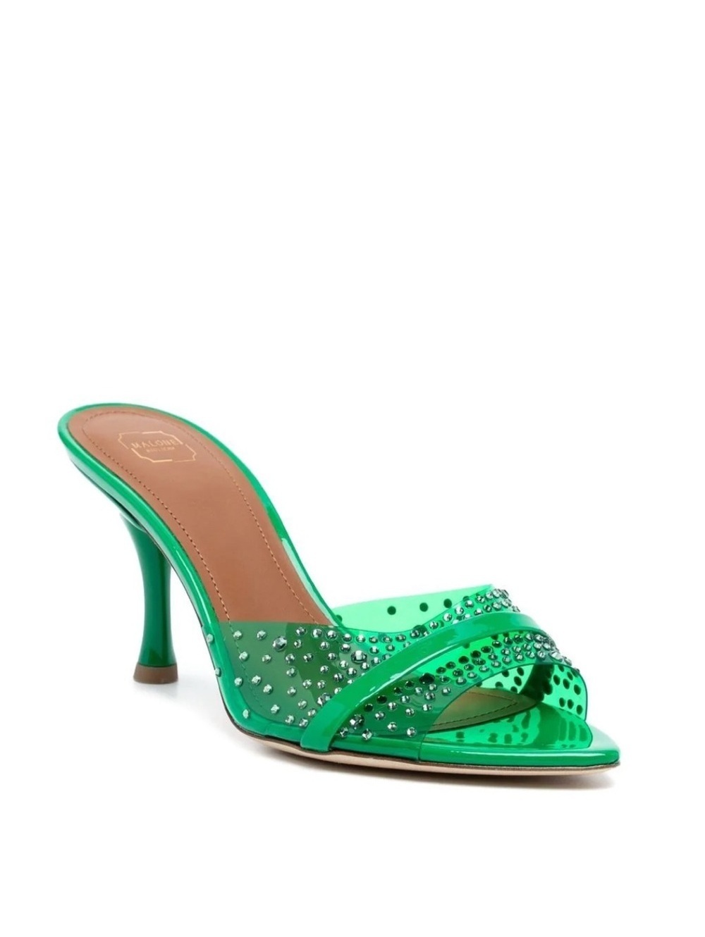 Malone Souliers Julia Embellished High Heel Mules Green Size 40 NEW Retail $1579